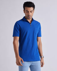 Signature Zipper Polo - Royal Blue
