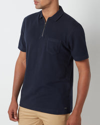 Signature Zipper Polo - Navy
