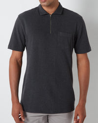 Signature Zipper Polo - Dark Grey