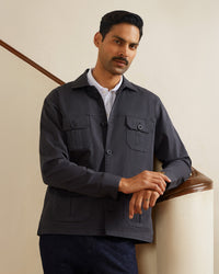 Ashcroft Washed Twill Shacket - Dark Grey