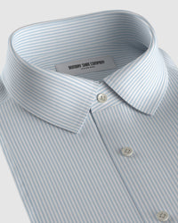 Stretch Cotton Striped Shirt - Light Blue & White