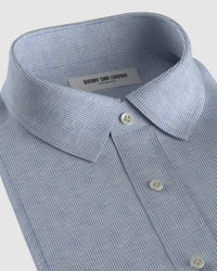 Japanese Stretch Knit Shirt - Light Blue & White