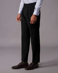 Trevano 4-Way Stretch Relaxed Neapolitan Dress Pants – Black