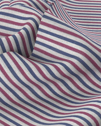 Easy-Care Cotton Striped Shirt - Red & Navy - Uniform