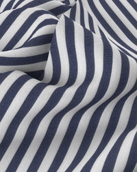 Stretch Cotton Striped Shirt - Navy & White