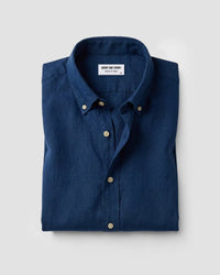 Navy Blended Linen Soft Washed Shirt