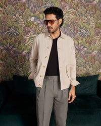 Rowan Striped Cotton Dobby Shacket - Beige