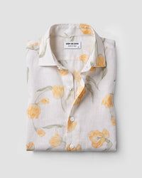 Terrace Cotton Linen Printed Shirt - Yellow