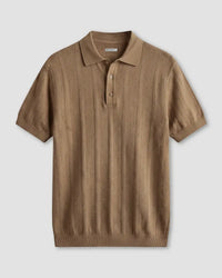 Signature Flat Knit Jacquard Button Polo - Light Olive