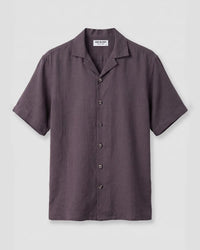 Grey Half-Sleeve Blended Linen Shirt