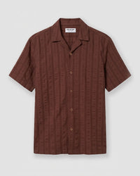 Brown Half-Sleeve Textured Dobby Shirt