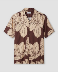 Brown Half-Sleeve Floral Printed Shirt