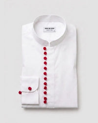 Crimson Accent Popover Shirt - White
