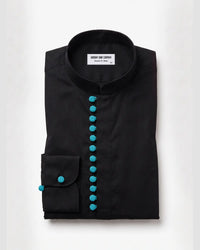 Crimson Accent Popover Shirt - Black