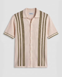 Green & Ecru Striped Flat Knit Shirt