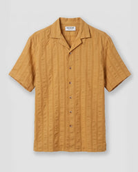 Mustard Half-Sleeve Textured Dobby Shirt