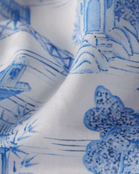 Stillwater Cotton Silk Printed Shirt - Blue & White