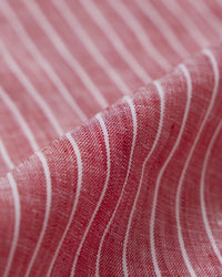 100% Linen Striped Shirt - Red