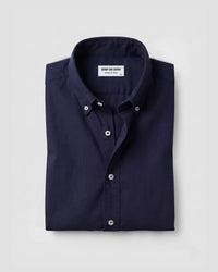 Navy Peached Poplin Washed Shirt