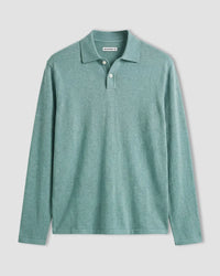 Signature Flat Knit Long Sleeve Polo - Sage Green