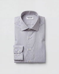 Luthai Dark Grey Cotton Striped Shirt