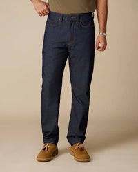 Japanese Oxford Mid-Rise Stretch Jeans - Dark Blue