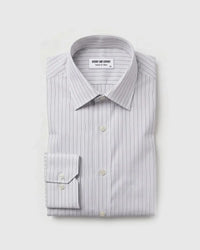 Giza Cotton Grey & Black Striped Shirt