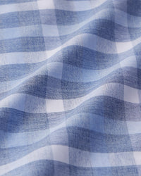Easy-Care Cotton Checked Shirt - Light Blue & White