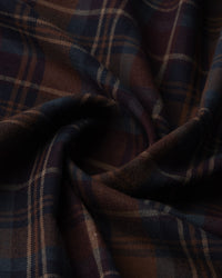 Japanese Brushed Twill Checked Shirt - Brown & Blue