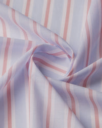 Somelos Cotton Poplin Striped Shirt - Light Blue & Pink