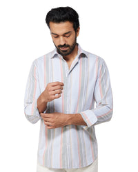 Green & Blue Corduroy Striped Shirt