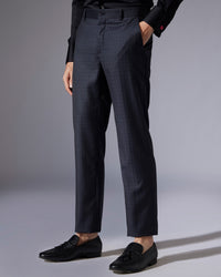 Regalia Checked Blended Wool Dress Pants - Dark Grey
