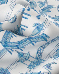 Stillwater Cotton Silk Printed Shirt - Blue & White