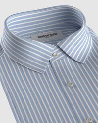 Luthai Easy-care Twill Striped Shirt - Blue & White