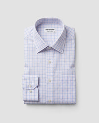 Giza Cotton Light Blue & White Twill Checked Shirt