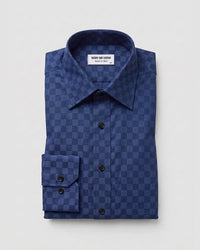Navy Colour Blocked Dobby Shirt