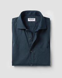 Mid Blue Distressed Cotton Twill Shirt