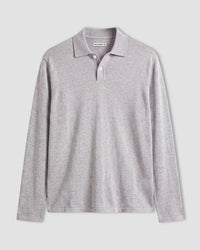 Signature Flat Knit Long Sleeve  Polo - Grey Melange