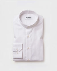 White Micro Jacquard Bandhgala Shirt