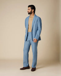 The Bellini Chambray Soft Tailored Suit - Mid Blue