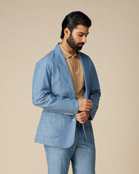 The Bellini Chambray Soft Tailored Blazer - Mid Blue