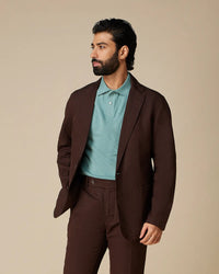 The Salvatore Dobby Soft Tailored Blazer - Dark Brown- WRONG