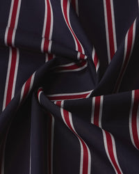 Somelos Cotton Satin Striped Shirt - Navy & Red